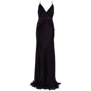 Vintage Versace Black Silk and Lace Gown